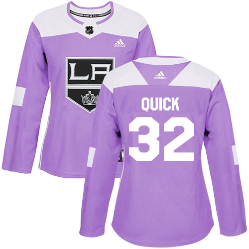 Adidas Kings #32 Jonathan Quick Purple Authentic Fights Cancer Women's Stitched NHL Jersey - Click Image to Close